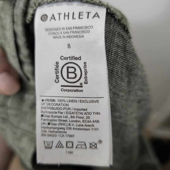 Athleta Voyager Linen Pant Women's 8 in Aspen Olive Green High Rise Outdoor Camp - Picture 4 of 7